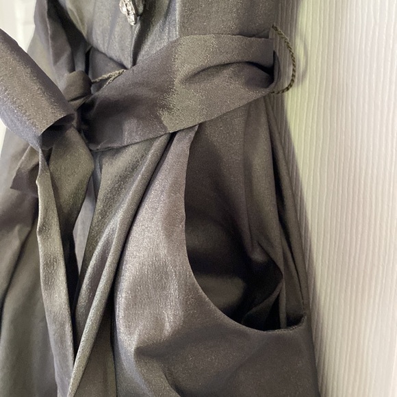 Olive Green Vintage-style Holiday Christmas Party Dress Rhinestone Buttons - Picture 5 of 8